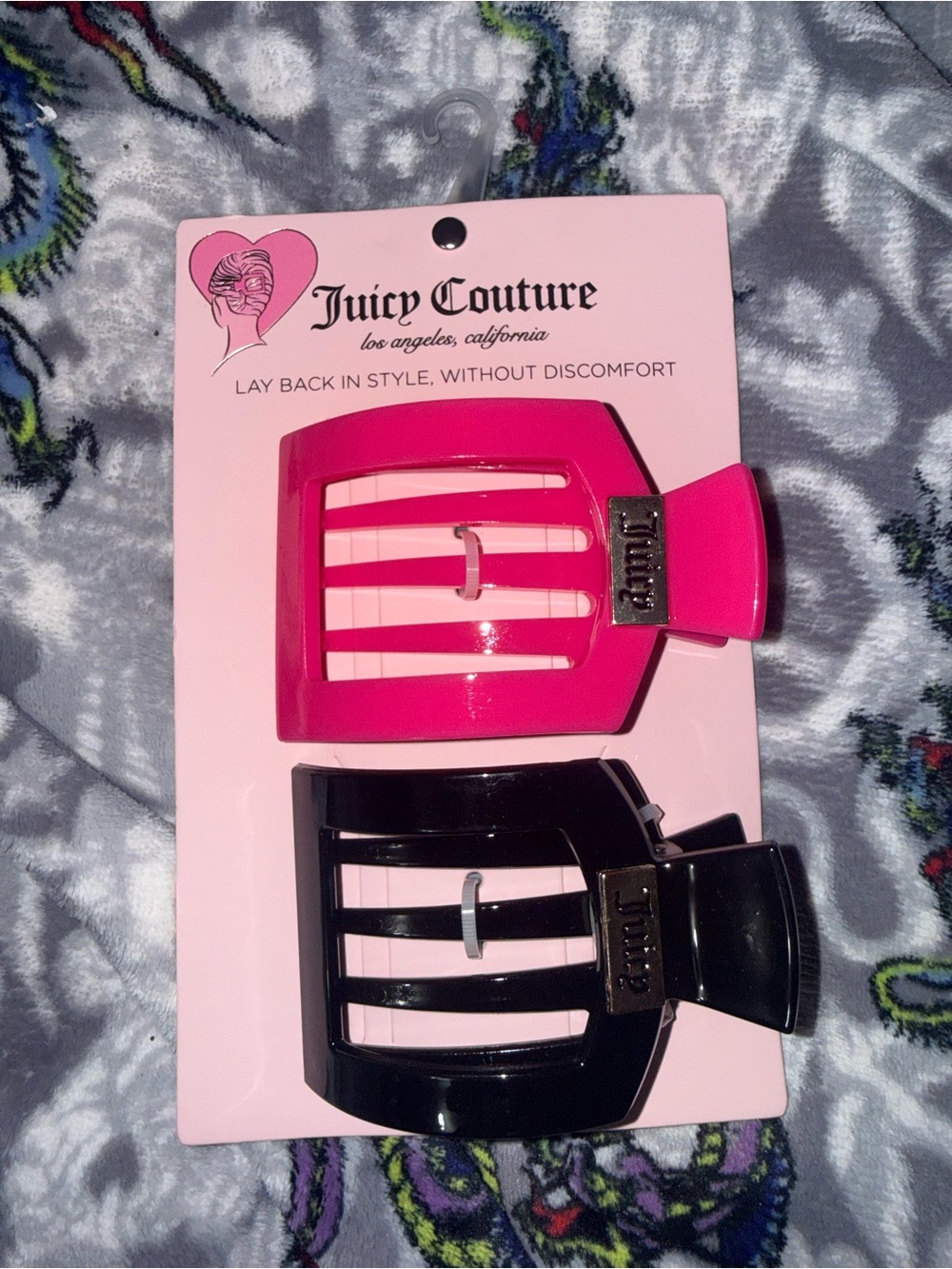 Juicy Couture Women's Pink & Black Hair Claw Clip Set